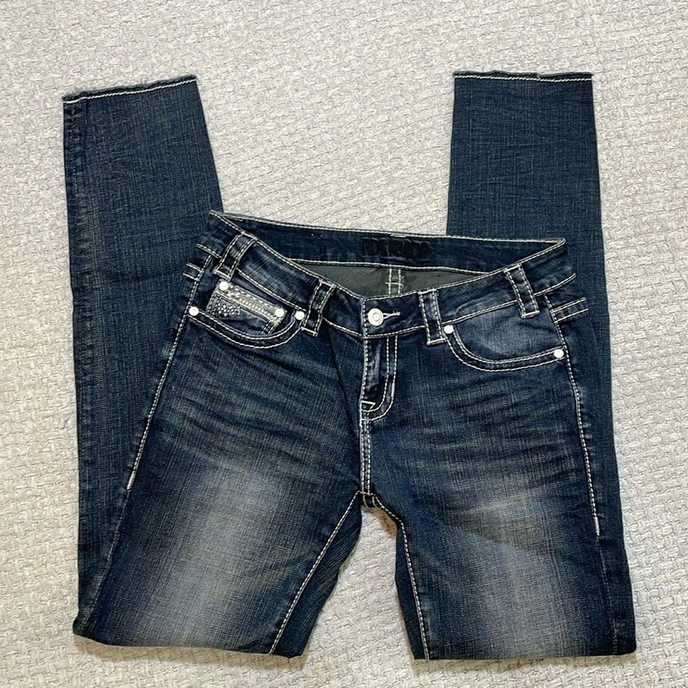 Rock & Roll Cowgirl Denim Rival Low Rise Skinny Jeans 28x32